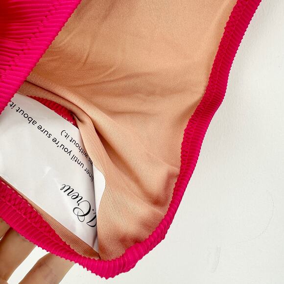 J.Crew Ribbed Trim Hipster Full Coverage Bikini Bottom Pink Beach Resort M NWT - Picture 5 of 10